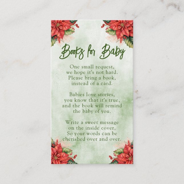 Cartão De Informações Livros de Natal Neutros em Gênero para Chá de Bebê (Frente)
