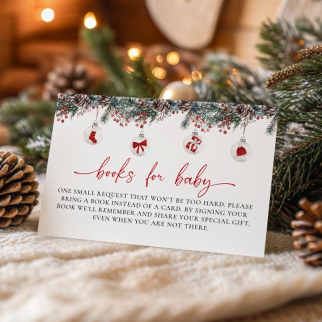 Cartão De Informações Livros de Natal para Chás de Bebê Merry Little Chr (Criador carregado)