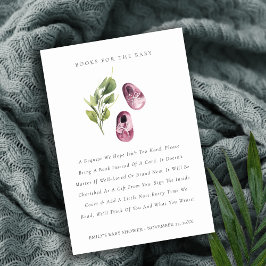 Cartão De Informações Livros de Sapatos Cor-de-Rosa Fofos para Chá de Be