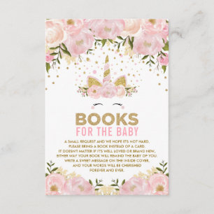 Cartão De Informações Livros de Unicórnio Florais Rosa para Menininha