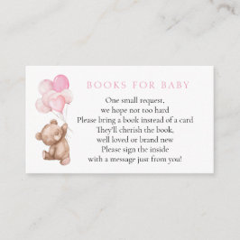 Cartão De Informações Livros de Urso de Pelúcia Rosa para Bebê