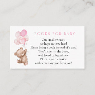 Cartão De Informações Livros de Urso de Pelúcia Rosa para Bebê