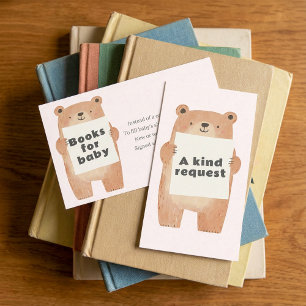 Cartão De Informações Livros de Urso de Teddy Rosa para Pedido de Bebê
