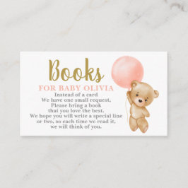 Cartão De Informações Livros de Urso Rosa para Bebê