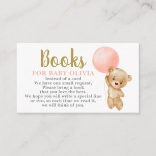 Cartão De Informações Livros de Urso Rosa para Bebê