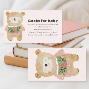 Cartão De Informações Livros de Urso Rosa para Pedido de Bebê