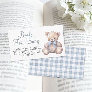 Cartão De Informações Livros do Urso Azul de Gingham para Chás de Bebê