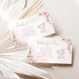 Cartão De Informações Livros elefantes de menina Floral para o bilhete d