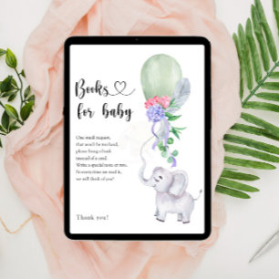 Cartão De Informações Livros elefantes e de balões para bilhetes para be