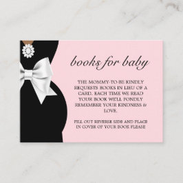 Cartão De Informações Livros Elegantes de Tiffany Rosa para o Chá de fra