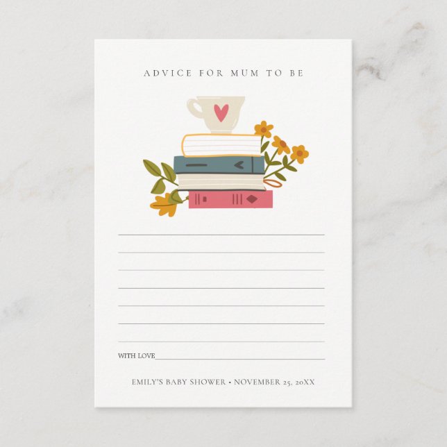 Cartão De Informações Livros Empilhados Aconselhamento Floral Para Chá d (Frente)