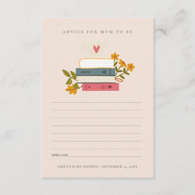 Cartão De Informações Livros Empilhados Aconselhamento Floral Para Chá d (Frente)