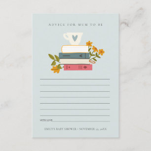Cartão De Informações Livros Empilhados Florais Conselho Para a Mãe Fest