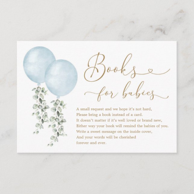 Cartão De Informações Livros Eucalyptus azuis para bebês gêmeos (Frente)