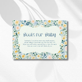 Cartão De Informações Livros Florais Azul Empoeirado Vintage Para Bebê