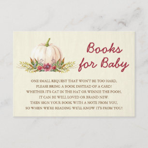 Cartão De Informações Livros Florais de Abóbora Branca em Folha de Bebê