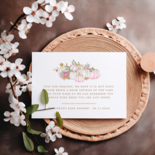 Cartão De Informações Livros Florais De Abóbora Rosa E Dourada Para Bebê