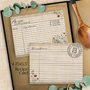 Cartão De Informações Livros Florais de Biblioteca Vintage Receitas para