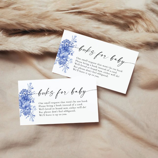 Cartão De Informações Livros Florais de Porcelana Azul Para Bebê (Criador carregado)