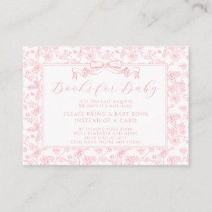 Cartão De Informações Livros Florais Elegante de Arco Rosa para Bebê
