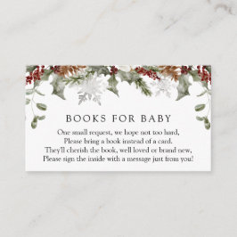 Cartão De Informações Livros Florais Elegantes de inverno para Pedido de