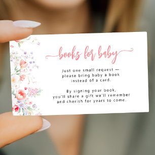 Cartão De Informações Livros florais rosa para pedido de livro para chá 