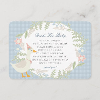 Cartão De Informações Livros Florais Xadrez Azul Silly Goose para Bebê
