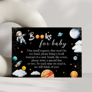 Cartão De Informações Livros Galaxy Rocket para Bebê Chuveiro Preto Espa