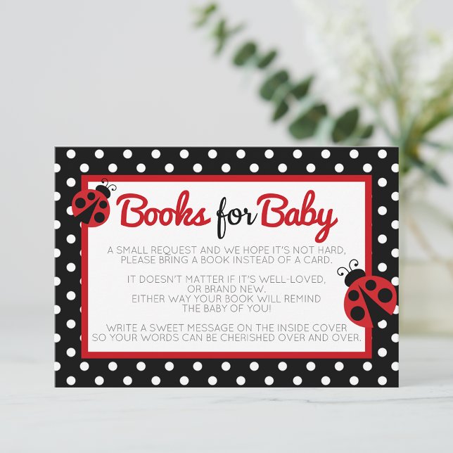 Cartão De Informações Livros Ladybug para Receptáculo de Bebês Inserir (Ladybug Books for Baby Enclosure Invite Inserts)
