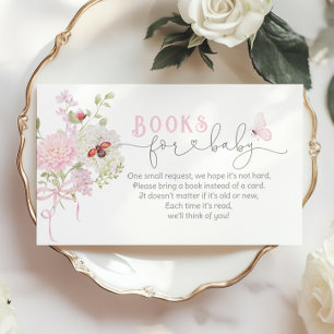 Cartão De Informações Livros Love Bug para Bebê Wildflowers Laço Rosa