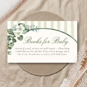 Cartão De Informações Livros Modernos de Babyshower de Eucalipto para Be