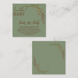 Cartão De Informações Livros Modernos de Floral Verde Oliva Hello Baby p
