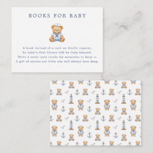 Cartão De Informações Livros Náuticos de Urso Teddy Marinheiro Fofo Para