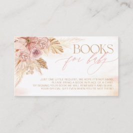 Cartão De Informações Livros Pampas Rosa e Beige Boho, para Chá de frald