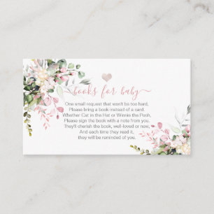 Cartão De Informações Livros para Baby Watercolor Blush Pink Eucalyptus
