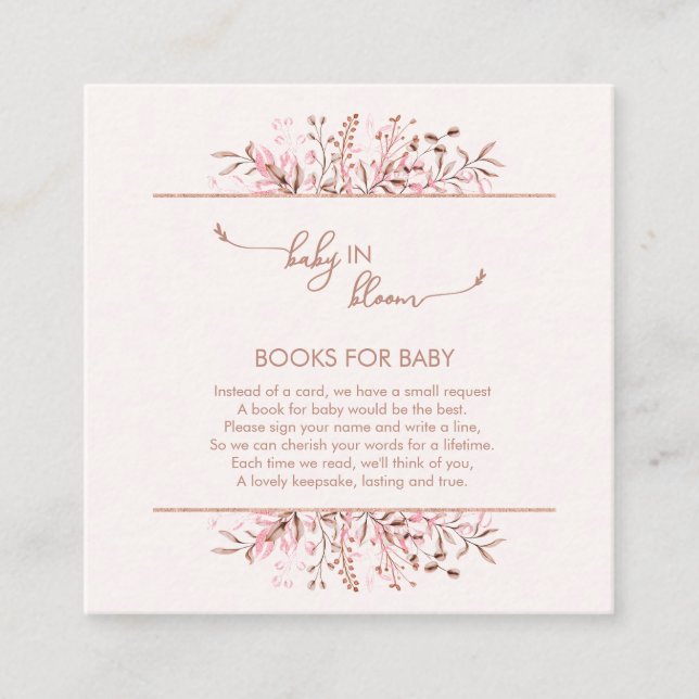 Cartão De Informações Livros para Bebê Bebê em Flor Bebê Rosa Flor Silve (Frente)