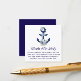 Cartão De Informações livros para bebê, chá de fraldas de menino náutico