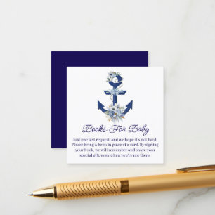 Cartão De Informações livros para bebê, chá de fraldas de menino náutico