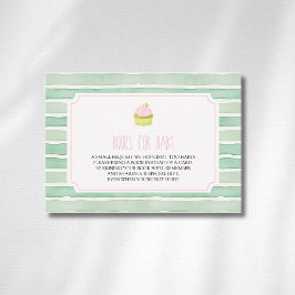 Cartão De Informações Livros Para Bebê Chá Verde Sage Cupcake Baby Showe