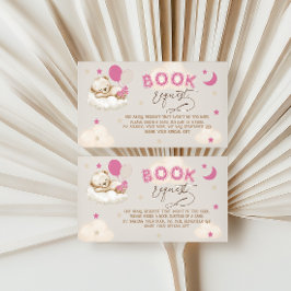 Cartão De Informações Livros para Bebê Churrasco de Bebê Rosa Teddy Bear