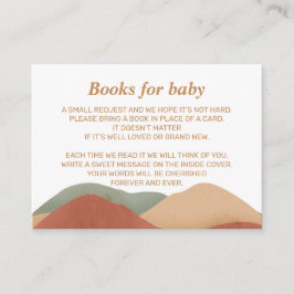 Cartão De Informações Livros para Bebê | Chuveiro de Bebê Boho Sudoeste