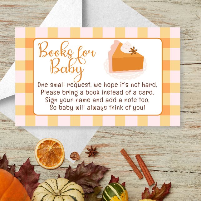 Cartão De Informações Livros para Bebê Cutie Pie Gingham Fall Baby Showe (Cutie Pie Gingham Fall Baby Shower Books for Baby Enclosure Card)