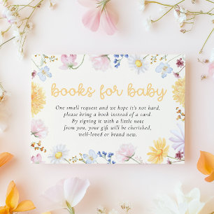 Cartão De Informações Livros para Bebê de Chuveiro de Bebê Flor Silvestr