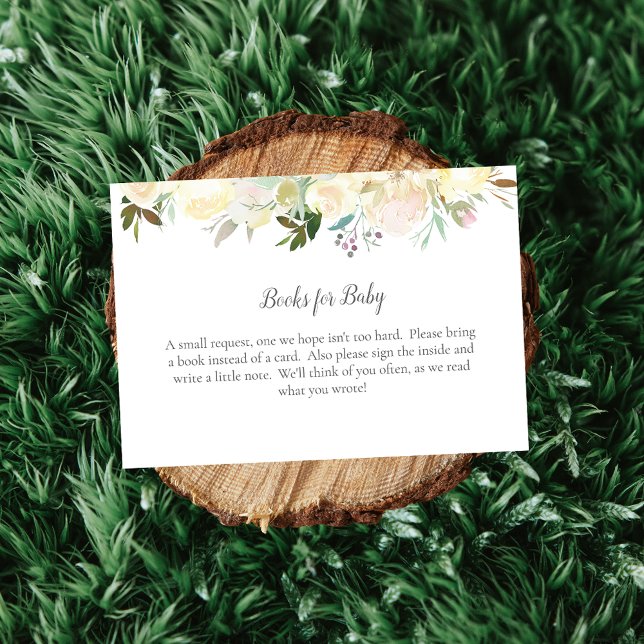 Cartão De Informações Livros Para Bebê De Rosa Branca Elegante (Criador carregado)