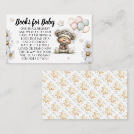 Cartão De Informações Livros Para Bebê Desenho de Urso Teddy Caprichoso