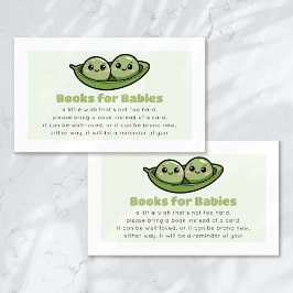 Cartão De Informações Livros para Bebê Dois Ervilhas em Chá de fraldas d