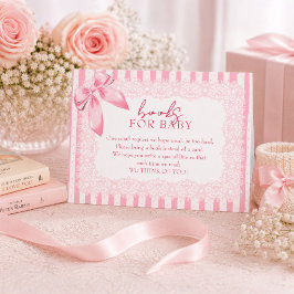 Cartão De Informações Livros para Bebê Elegant Pink Bow Baby Shower para