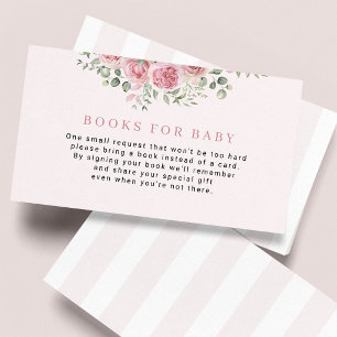 Cartão De Informações Livros para bebê em chá de bebê rosa