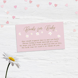 Cartão De Informações Livros para Bebê Menina Chuveiro Rosa Boho Daisy
