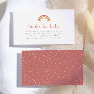 Cartão De Informações Livros Para Bebê Moderno Boho Minimalista Menina A
